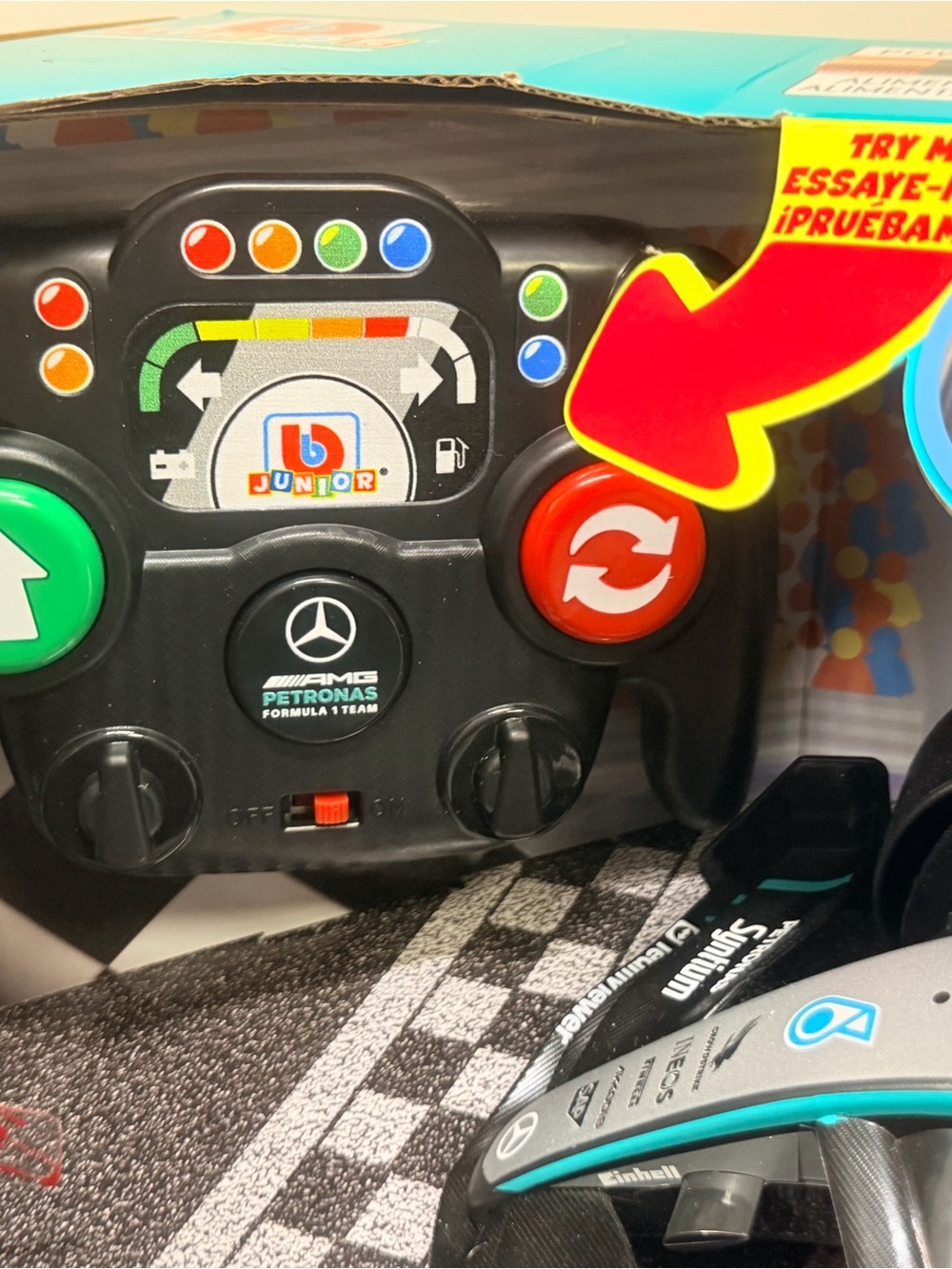 Remote Control Racing Car with Steering Wheel Controller - Black & Blue - Picture 9 of 12